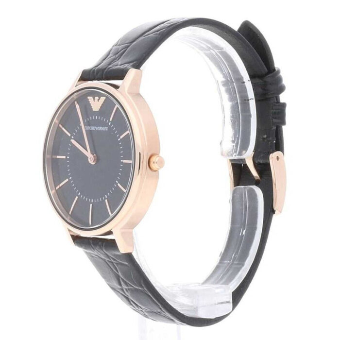 Emporio Armani Kappa Quartz Black Dial Black Leather Strap Watch For Women - AR11064 - Image 3
