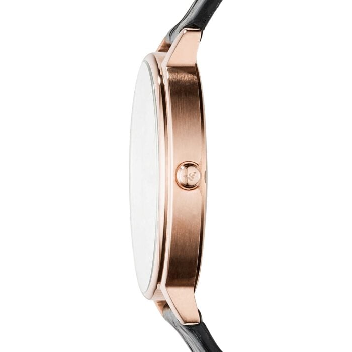 Emporio Armani Kappa Quartz Black Dial Black Leather Strap Watch For Women - AR11064 - Image 5