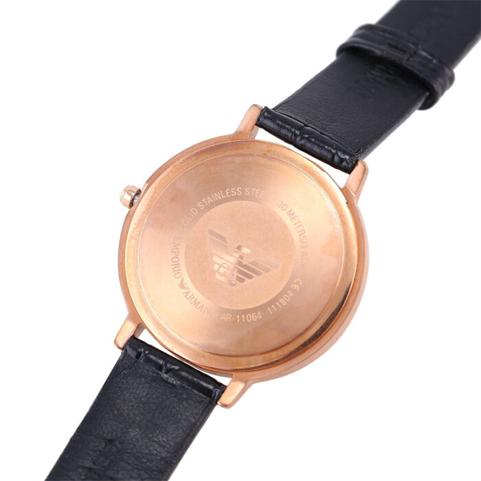 Emporio Armani Kappa Quartz Black Dial Black Leather Strap Watch For Women - AR11064 - Image 7