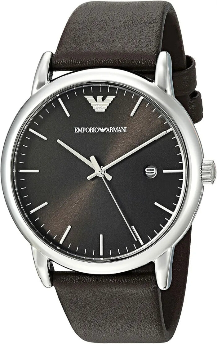 Emporio Armani Kappa Quartz Black Dial Brown Leather Strap Watch For Men - AR80008 - Image 3