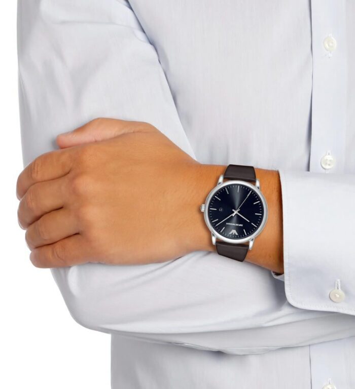 Emporio Armani Kappa Quartz Black Dial Brown Leather Strap Watch For Men - AR80008 - Image 8