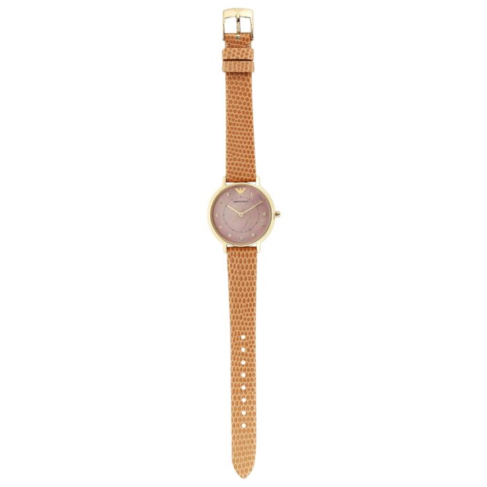 Emporio Armani Kappa Quartz Mother of Pearl Taupe Dial Brown Leather Strap Watch For Men - AR11151 - Image 5