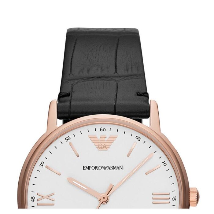 Emporio Armani Kappa Quartz White Dial Black Leather Strap Watch For Men - AR80015 - Image 2