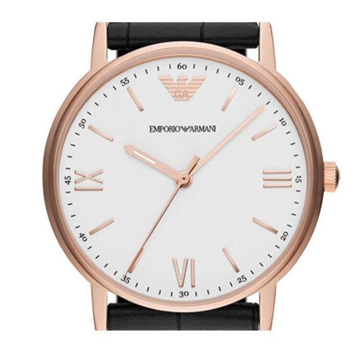 Emporio Armani Kappa Quartz White Dial Black Leather Strap Watch For Men - AR80015 - Image 3