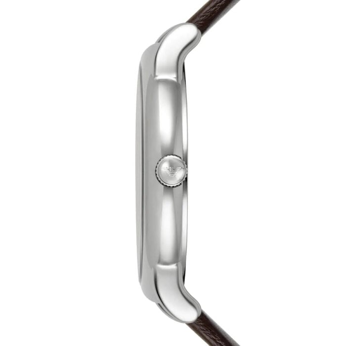 Emporio Armani Kappa Quartz White Dial Brown Leather Strap Watch For Men - AR80006 - Image 3