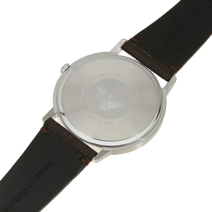 Emporio Armani Kappa Quartz White Dial Brown Leather Strap Watch For Men - AR80006 - Image 4