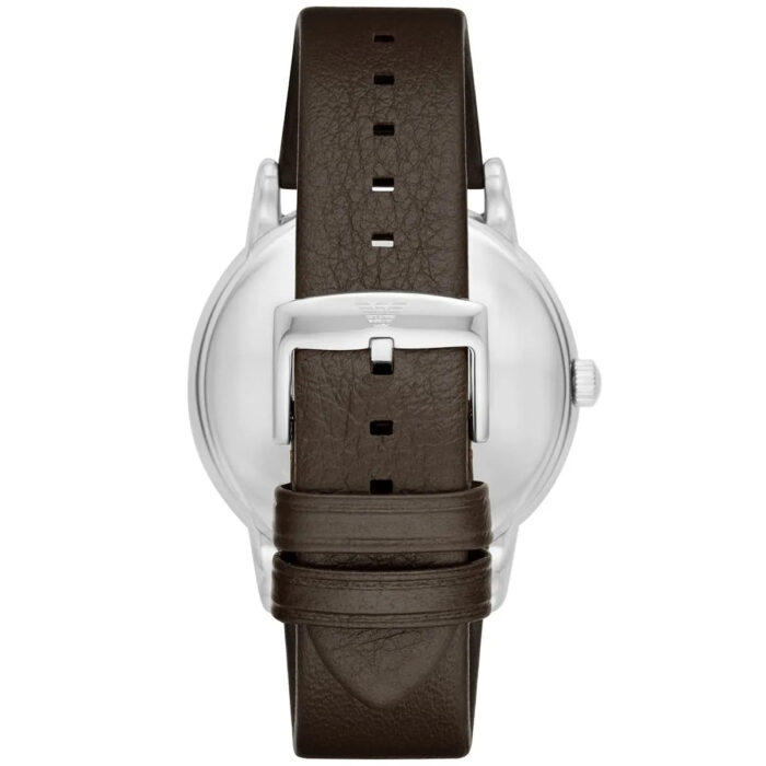 Emporio Armani Kappa Quartz White Dial Brown Leather Strap Watch For Men - AR80006 - Image 5