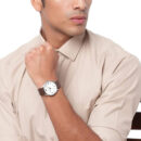 Emporio Armani Kappa Quartz White Dial Brown Leather Strap Watch For Men - AR80006