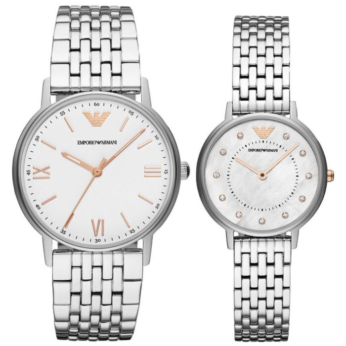 Emporio Armani Kappa Quartz White Dial Silver Steel Strap Watch For Men - AR80014 - Image 2