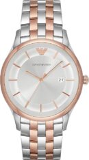 Emporio Armani Lambda Analog Silver Dial Two Tone Steel Strap Watch For Men - AR11044