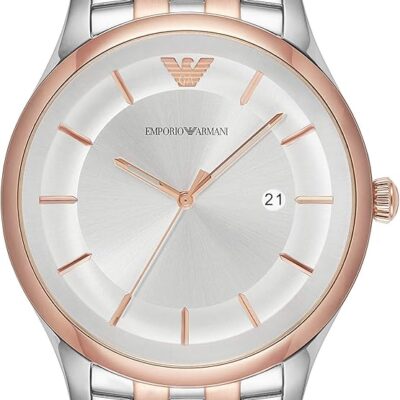 Emporio Armani Lambda Analog Silver Dial Two Tone Steel Strap Watch For Men - AR11044