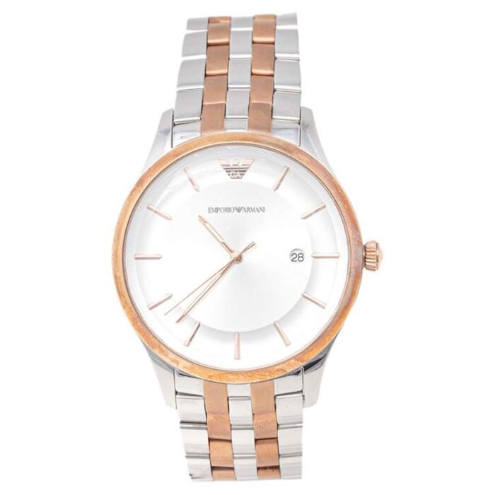 Emporio Armani Lambda Analog Silver Dial Two Tone Steel Strap Watch For Men - AR11044 - Image 3