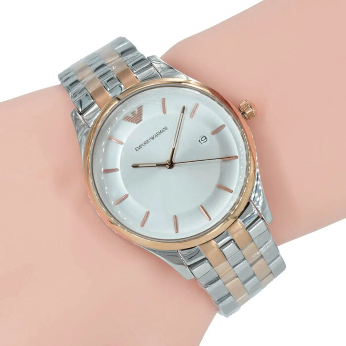 Emporio Armani Lambda Analog Silver Dial Two Tone Steel Strap Watch For Men - AR11044 - Image 8