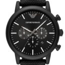 Emporio Armani Luigi Analog Black Dial Black Leather Strap Watch For Men - AR11450