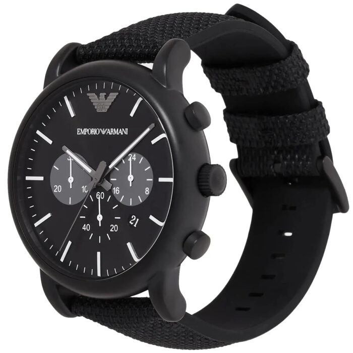Emporio Armani Luigi Analog Black Dial Black Leather Strap Watch For Men - AR11450 - Image 4