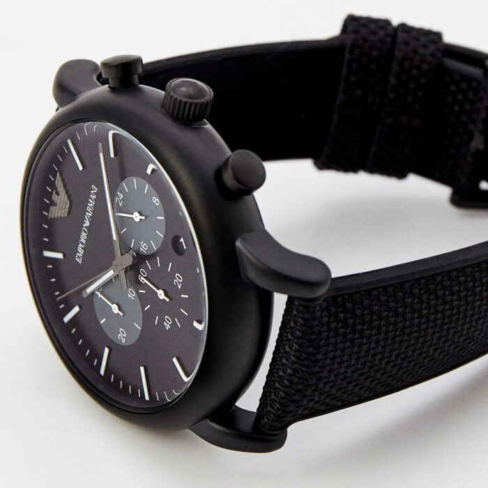 Emporio Armani Luigi Analog Black Dial Black Leather Strap Watch For Men - AR11450 - Image 5