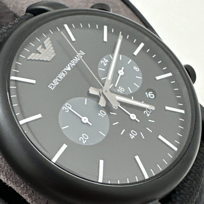 Emporio Armani Luigi Analog Black Dial Black Leather Strap Watch For Men - AR11450 - Image 7