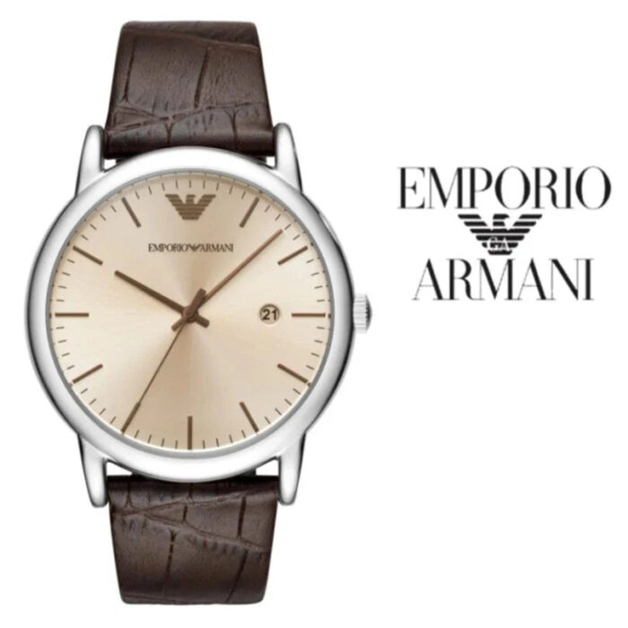 Emporio Armani Luigi Analog Bronze Dial Brown Leather Strap Watch For Men - AR11096 - Image 2