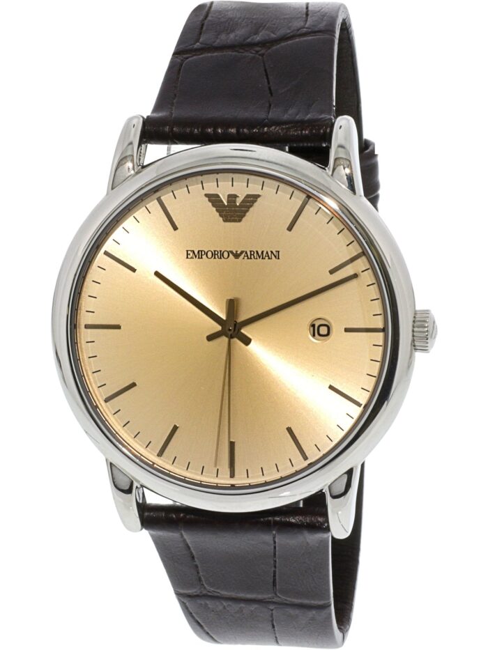 Emporio Armani Luigi Analog Bronze Dial Brown Leather Strap Watch For Men - AR11096 - Image 4