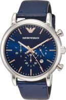 Emporio Armani Luigi Chronograph Blue Dial Blue Leather Strap Watch For Men - AR11451