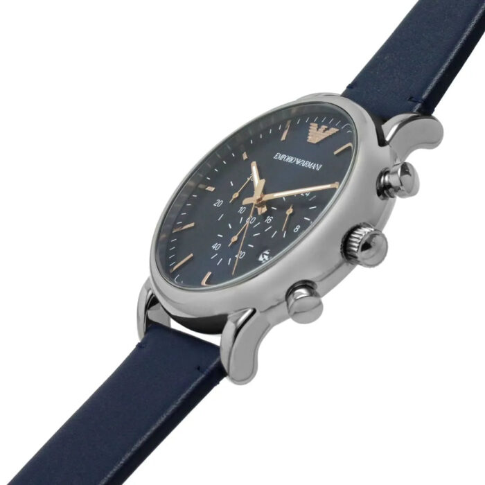 Emporio Armani Luigi Chronograph Blue Dial Blue Leather Strap Watch For Men - AR11451 - Image 6