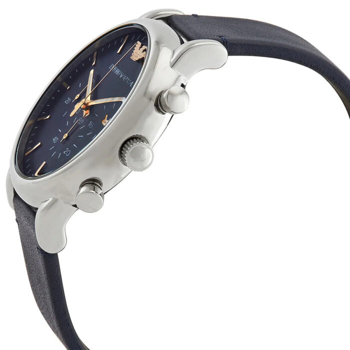 Emporio Armani Luigi Chronograph Blue Dial Blue Leather Strap Watch For Men - AR11451 - Image 8