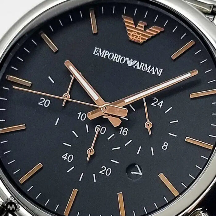 Emporio Armani Luigi Chronograph Quartz Black Dial Silver Mesh Bracelet Watch For Men - AR11429 - Image 4