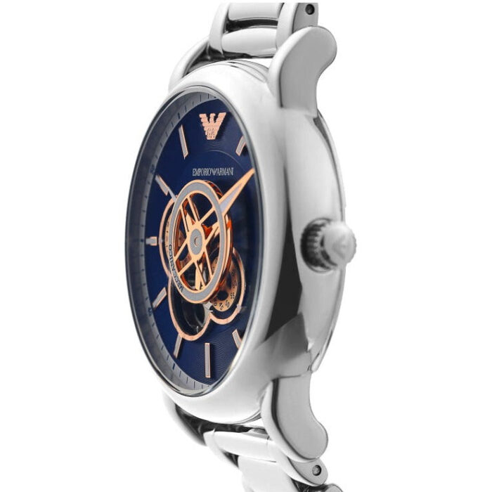 Emporio Armani Luigi Chronograph Skeleton Blue Dial Silver Steel Strap Watch For Men - AR60036 - Image 2