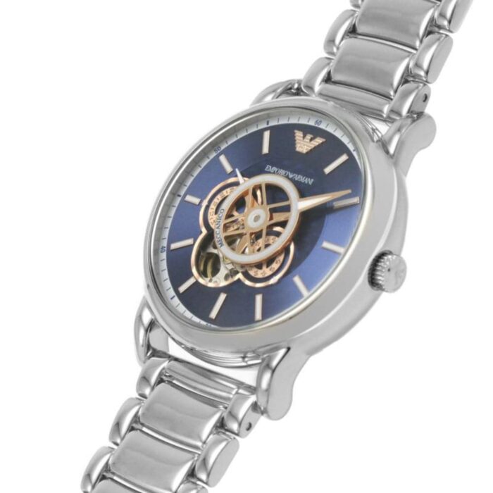 Emporio Armani Luigi Chronograph Skeleton Blue Dial Silver Steel Strap Watch For Men - AR60036 - Image 5