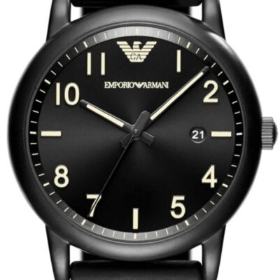 Emporio Armani Luigi Quartz Black Dial Black Silicon Strap Watch For Men - AR11071