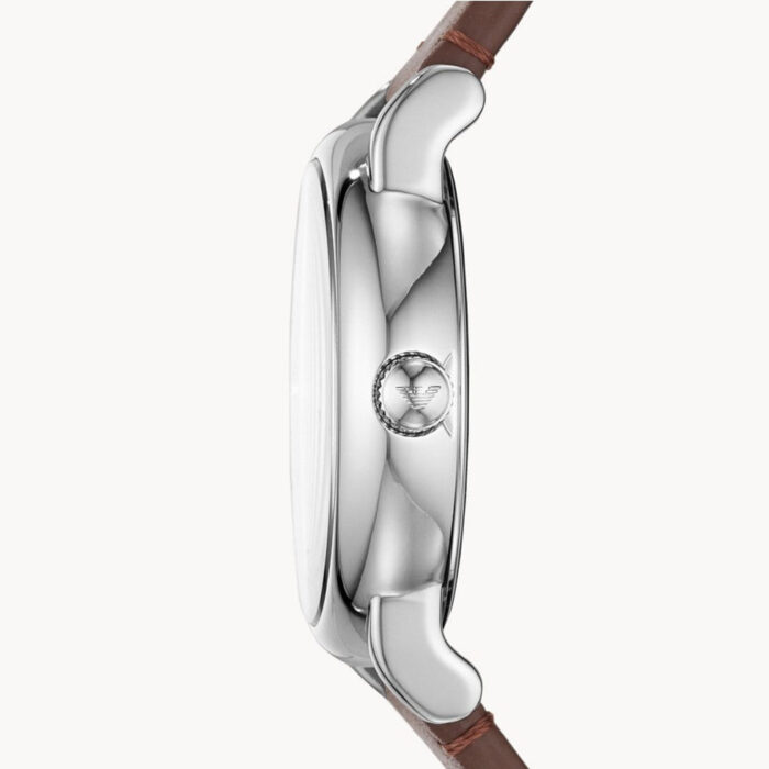 Emporio Armani Luigi Quartz Grey Dial Brown Leather Strap Watch For Men - AR11175 - Image 3