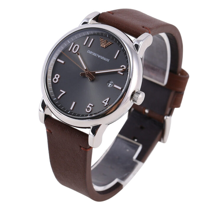 Emporio Armani Luigi Quartz Grey Dial Brown Leather Strap Watch For Men - AR11175 - Image 4