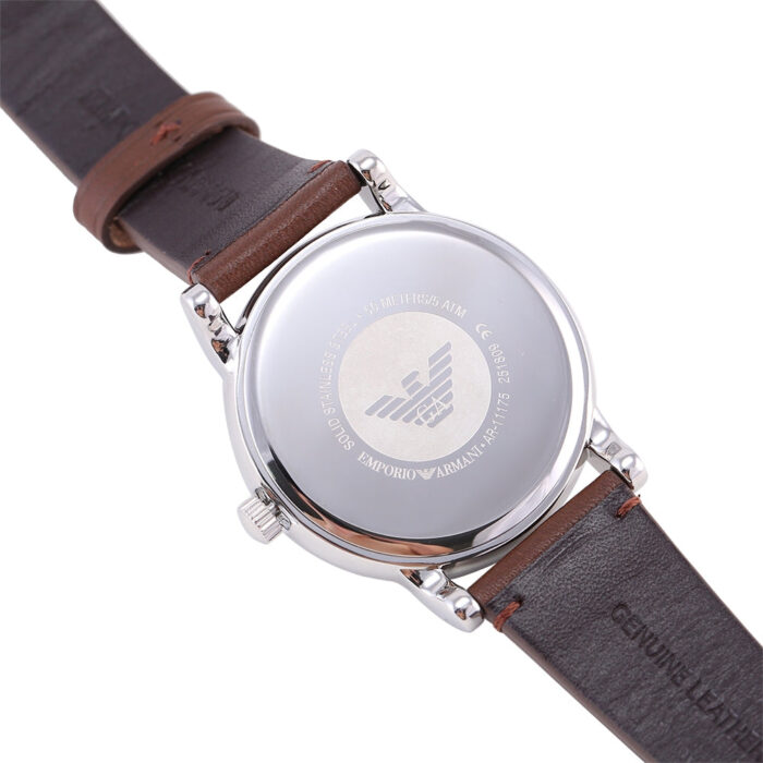 Emporio Armani Luigi Quartz Grey Dial Brown Leather Strap Watch For Men - AR11175 - Image 6