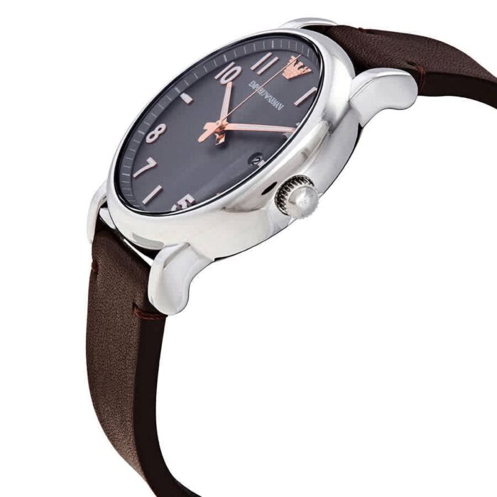 Emporio Armani Luigi Quartz Grey Dial Brown Leather Strap Watch For Men - AR11175 - Image 7