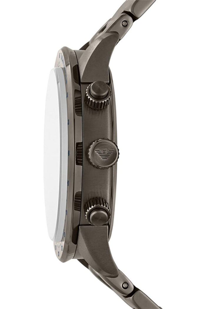 Emporio Armani Mario Chronograph Blue Dial Grey Steel Strap Watch For Men - AR80045 - Image 4
