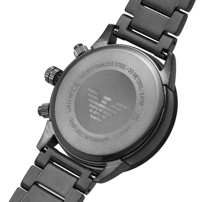 Emporio Armani Mario Chronograph White Dial Black Steel Strap Watch For Men - AR11471 - Image 5