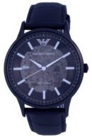 Emporio Armani Meccanico Automatic Black Dial Black Leather Strap Watch For Men - AR60042