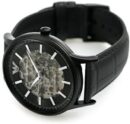 Emporio Armani Meccanico Automatic Black Dial Black Leather Strap Watch For Men - AR60042