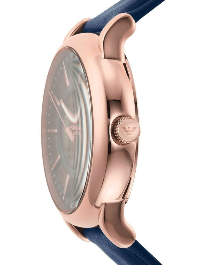 Emporio Armani Meccanico Automatic Blue Dial Blue Leather Strap Watch For Men - AR60050 - Image 4
