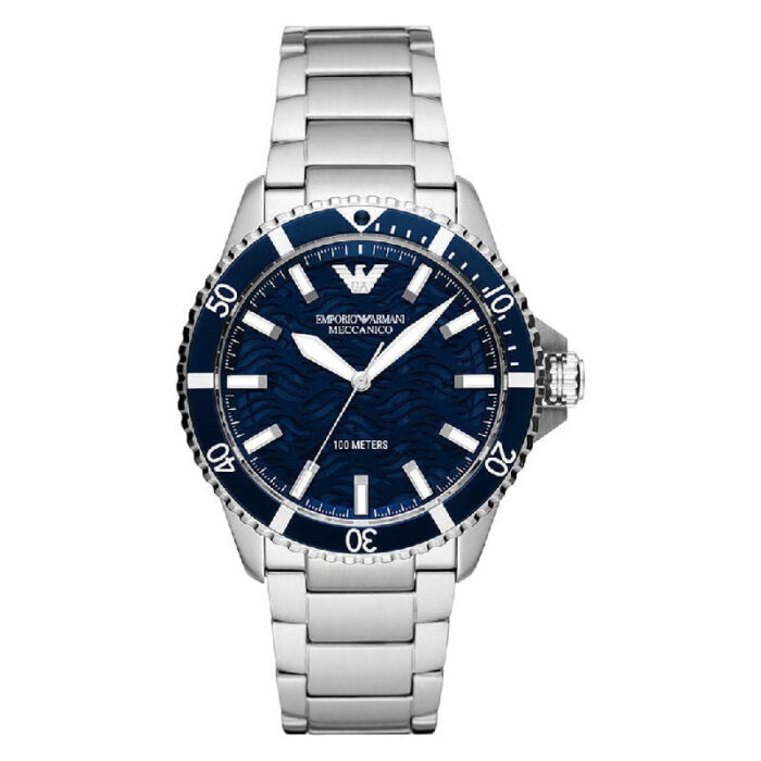 Emporio Armani Meccanico Automatic Blue Dial Silver Steel Strap Watch For Men - AR60059 - Image 2