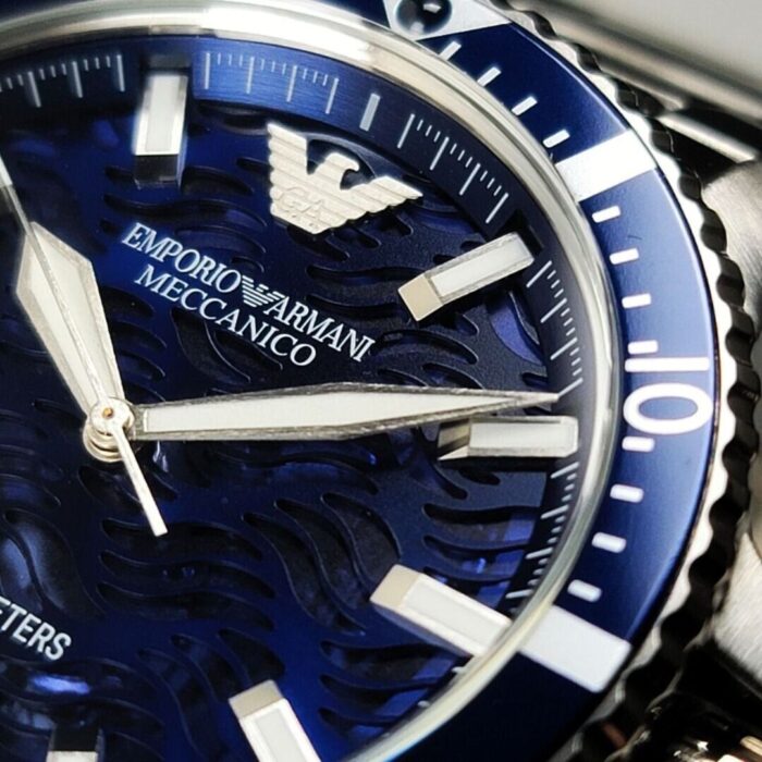 Emporio Armani Meccanico Automatic Blue Dial Silver Steel Strap Watch For Men - AR60059 - Image 4