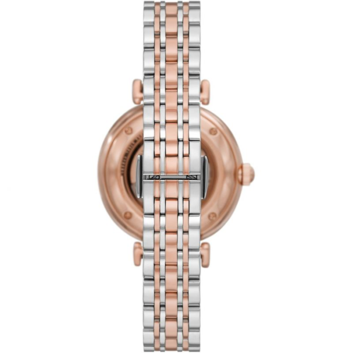 Emporio Armani Meccanico Automatic Mother of Pearl Dial Two Tone Steel Strap Watch For Women - AR60049 - Image 4