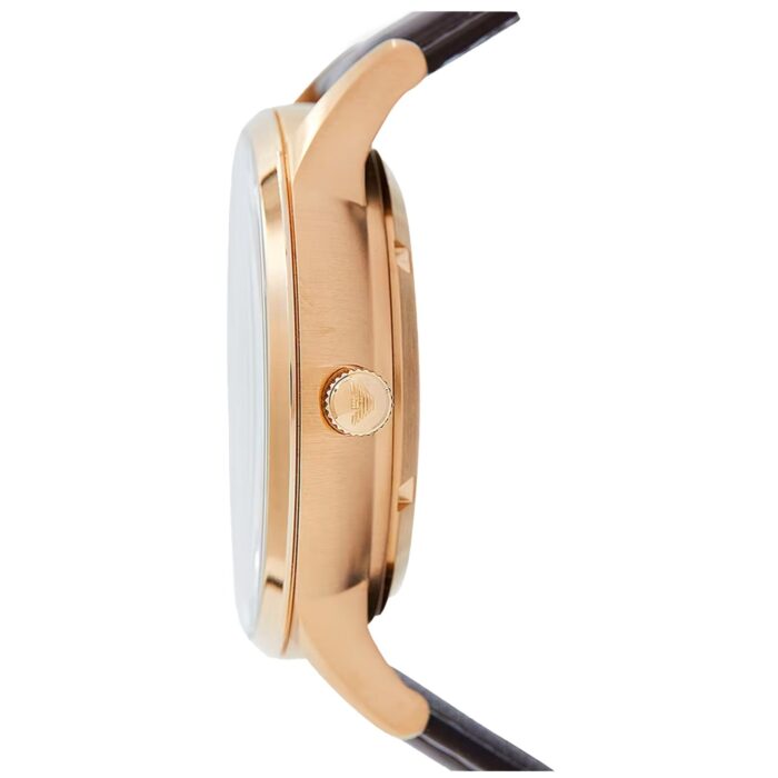 Emporio Armani Meccanico Automatic Silver Dial Brown Leather Strap Watch For Men - AR60039 - Image 7