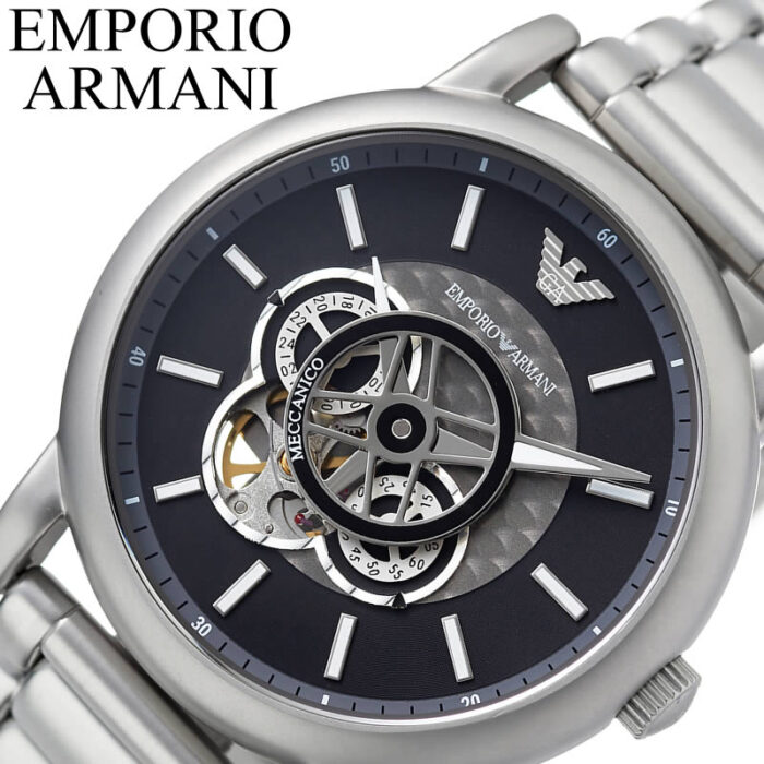 Emporio Armani Meccanico Automatic Skeleton Black Dial Silver Steel Strap Watch For Men - AR60021 - Image 10