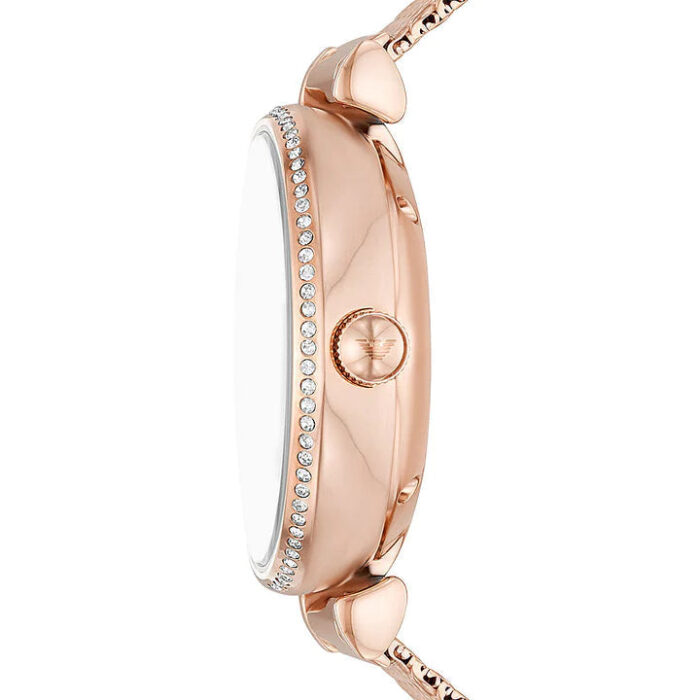 Emporio Armani Meccanico Automatic White Dial Rose Gold Mesh Strap Watch For Women - AR60063 - Image 5