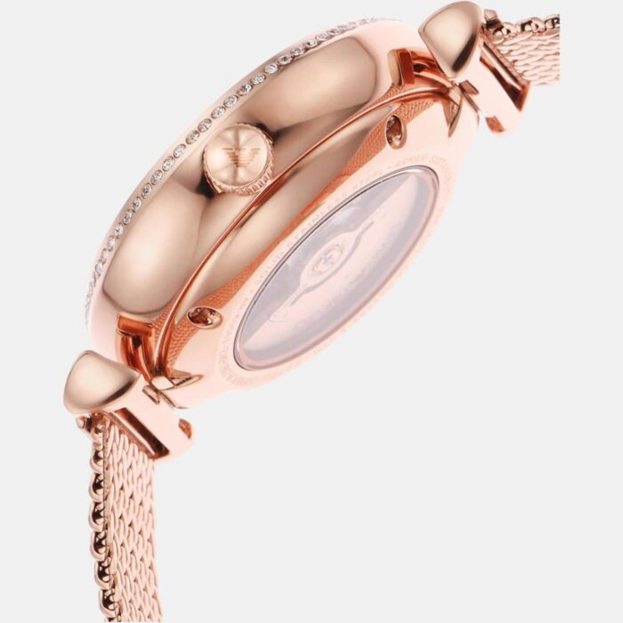 Emporio Armani Meccanico Automatic White Dial Rose Gold Mesh Strap Watch For Women - AR60063 - Image 3