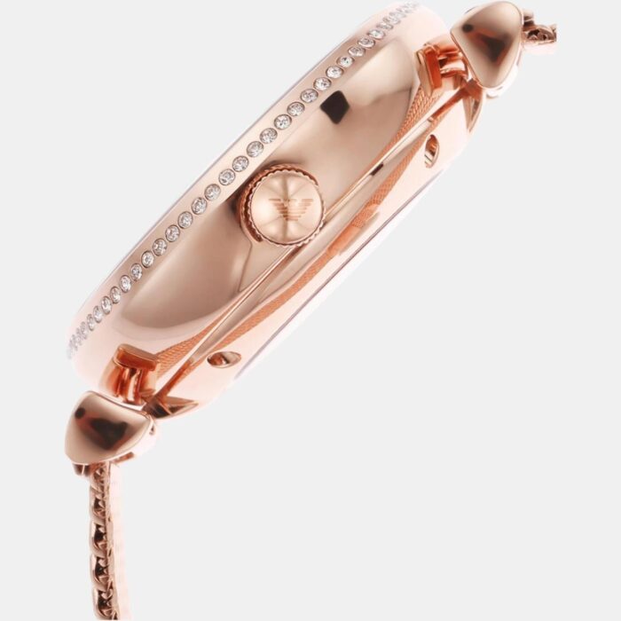 Emporio Armani Meccanico Automatic White Dial Rose Gold Mesh Strap Watch For Women - AR60063 - Image 2