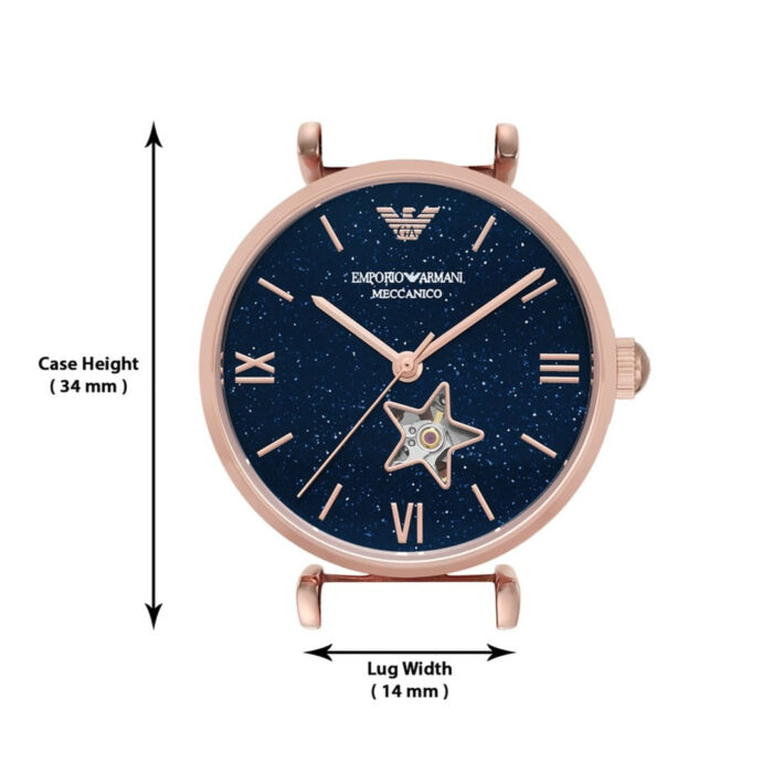 Emporio Armani Meccanico Crystals Black Dial Rose Gold Steel Strap Watch For Women - AR60043 - Image 2