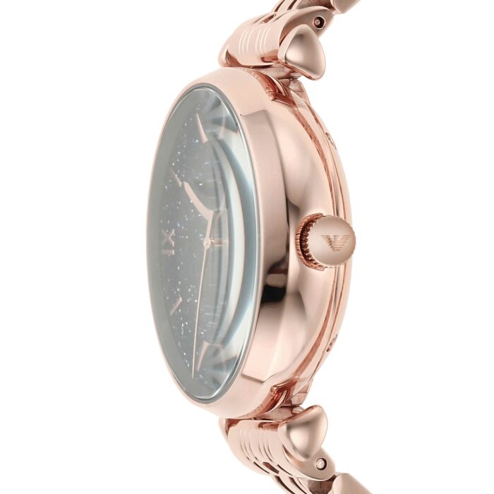 Emporio Armani Meccanico Crystals Black Dial Rose Gold Steel Strap Watch For Women - AR60043 - Image 4