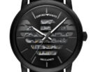 Emporio Armani Meccanico Quartz Black Dial Black Leather Strap Watch For Men - AR60032